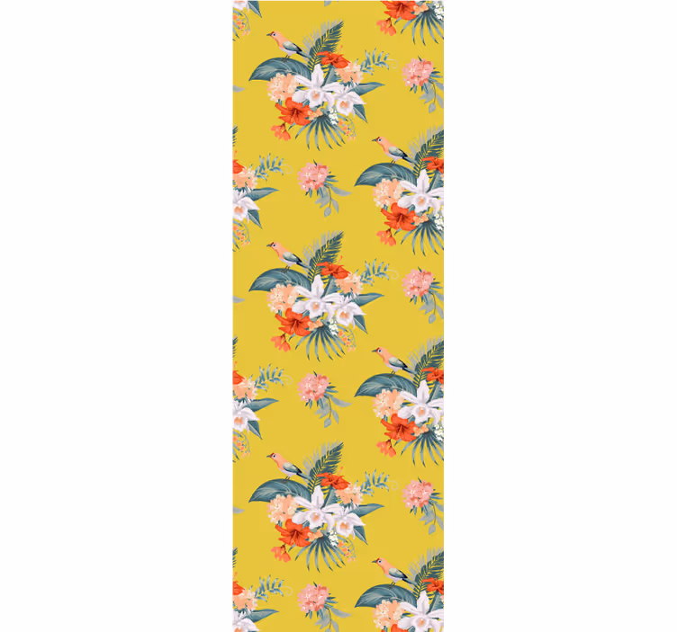 Boeket op gele achtergrond bloemen behang - TenStickers