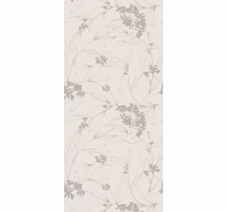 Beige omtrekpatroon bloemen behang - TenStickers