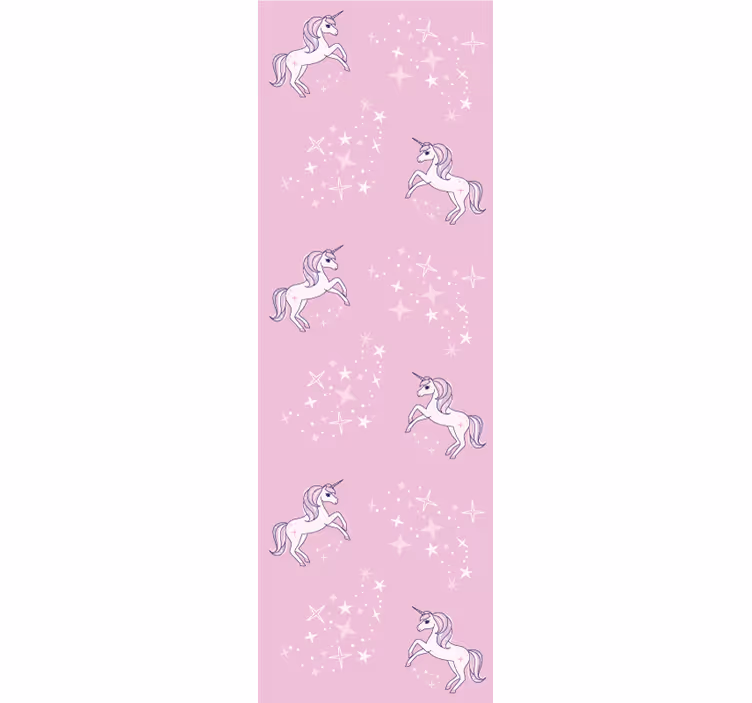 Roze sterren eenhoorns behangpapier kinderkamer - TenStickers