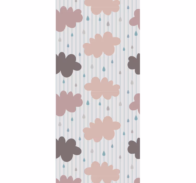 Roze regenwolken behangpapier kinderkamer - TenStickers