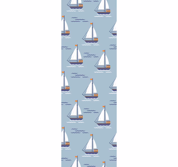 Zeilboten op golven behang badkamer - TenStickers