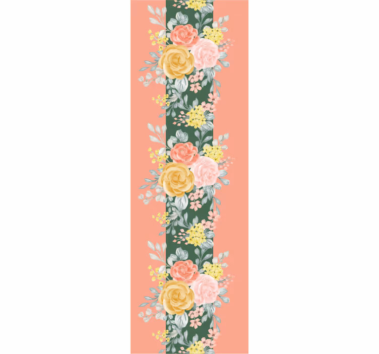 Rozen en groen bloemen behang - TenStickers