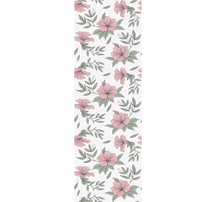 Roze bloemenmotief eetkamer behang - TenStickers