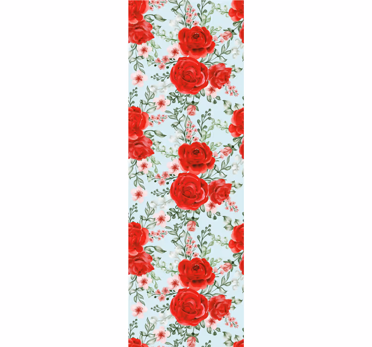 Rode roos bloemig bloemen behang - TenStickers
