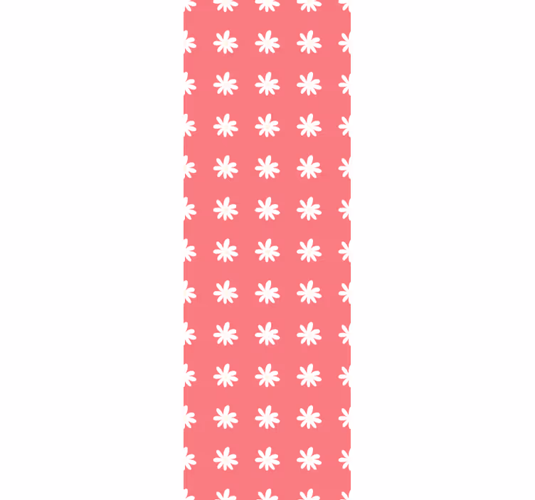 Rood en wit bloemenpatroon bloemen behang - TenStickers