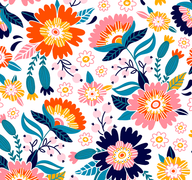 Kleurrijk bloemenmotief bloemen behang - TenStickers