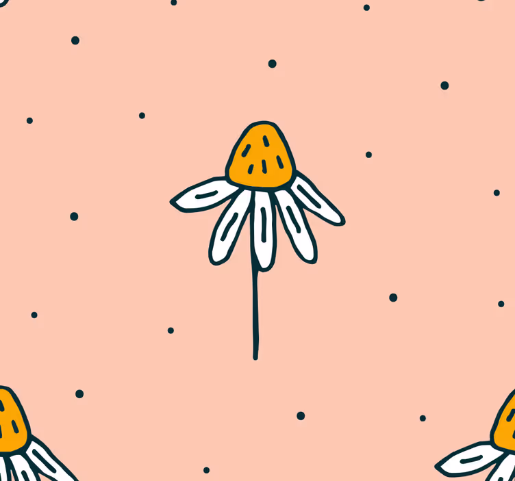 Madeliefjespatroon op roze achtergrond babykamer behang - TenStickers