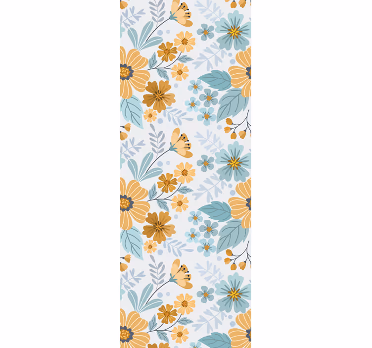 Vlinder bloemstuk bloemen behang - TenStickers