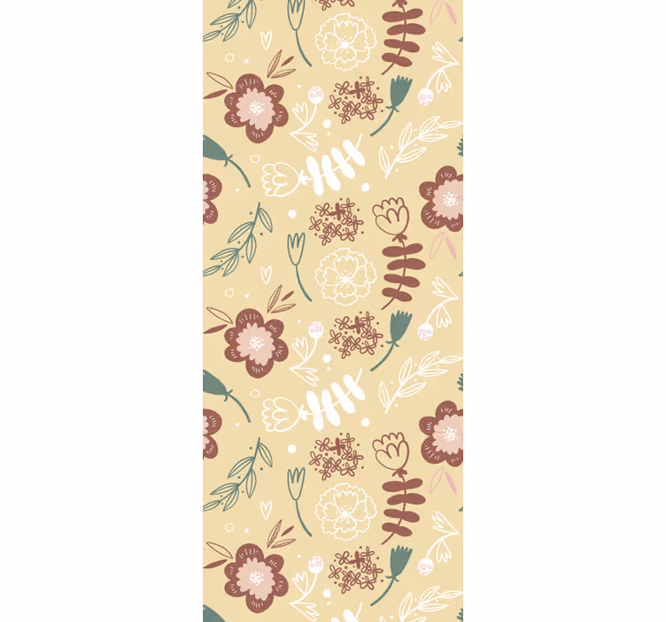 Schetsmatig bloeipatroon bloemen behang - TenStickers