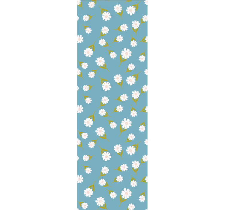 Turquoise madeliefje verspreid bloemen behang - TenStickers