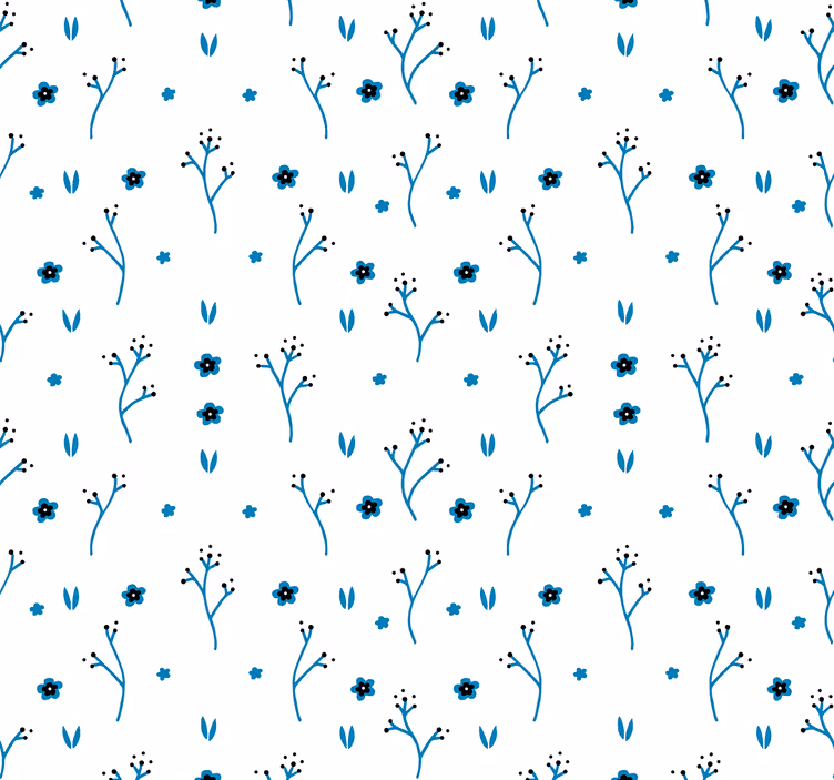 Bloemenblauwe ontwerpen bloemen behang - TenStickers