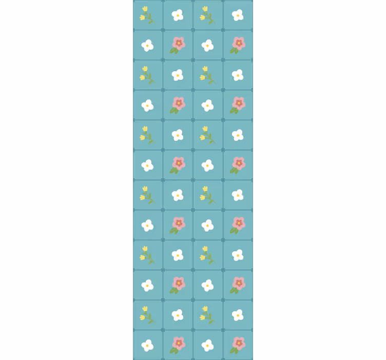 Bloeiende blauwe motieven behang tegels - TenStickers