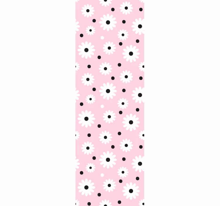 Roze en witte madeliefjes bloemen behang - TenStickers
