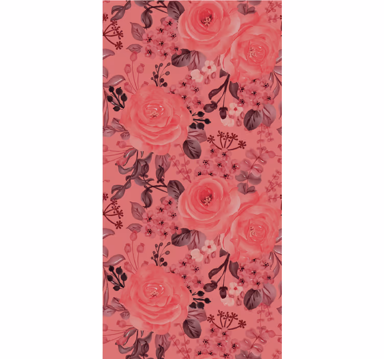 Roze roos bloeit bloemen behang - TenStickers