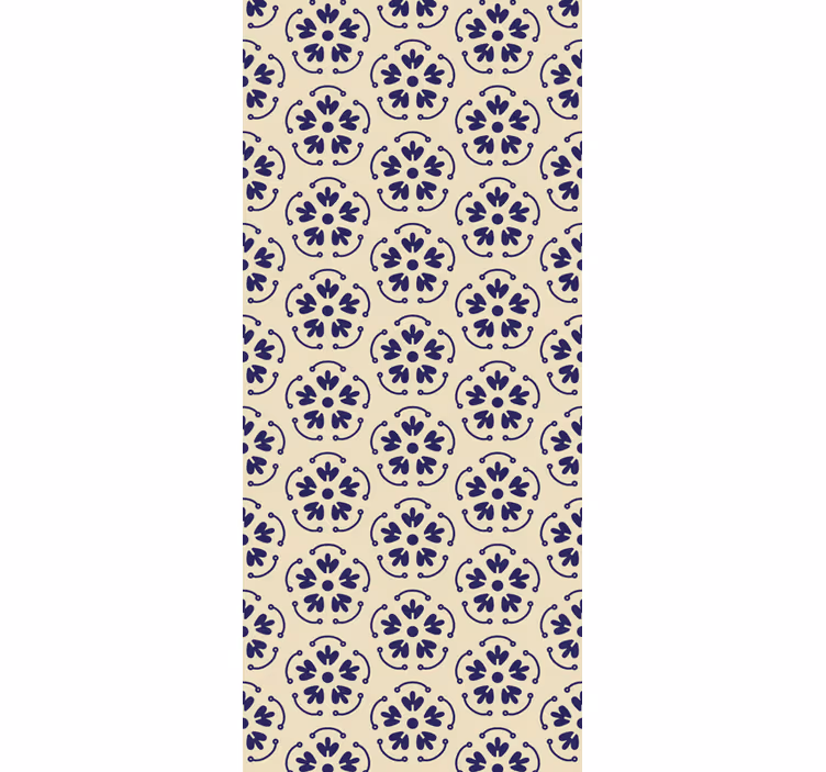 Ronde blauwe motieven behang bloemsierkunst - TenStickers