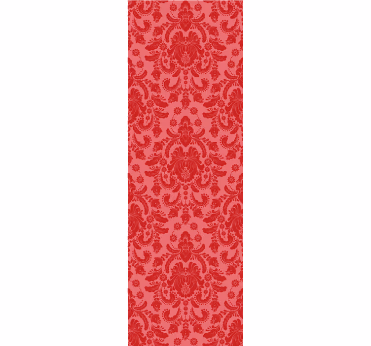 Rode bloemen damasco klassiek behang - TenStickers