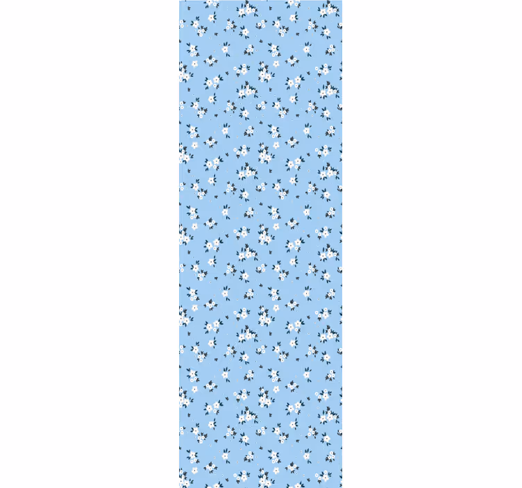 Blauwe bloemenachtergrond bloemen behang - TenStickers