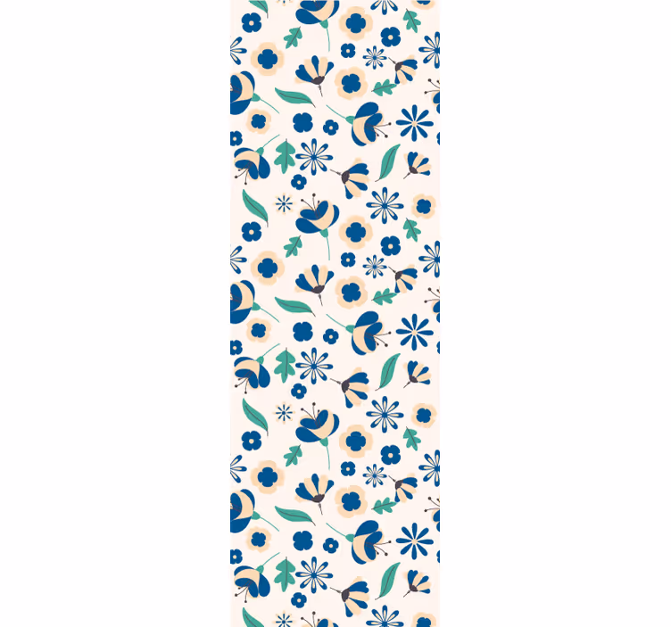 Bloemenblauw patroon bloemen behang - TenStickers