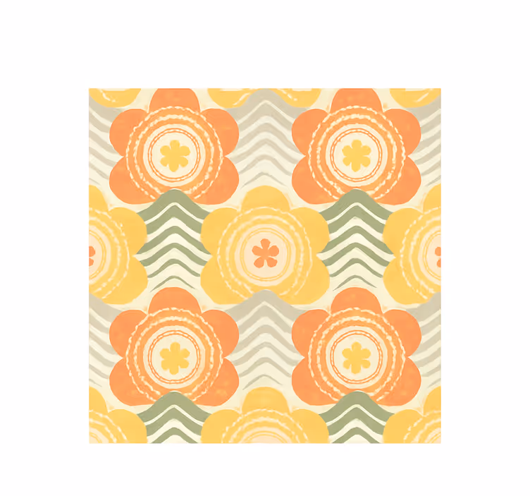 Bloeiend retropatroon uit de jaren 70 behang anders vintage - TenStickers