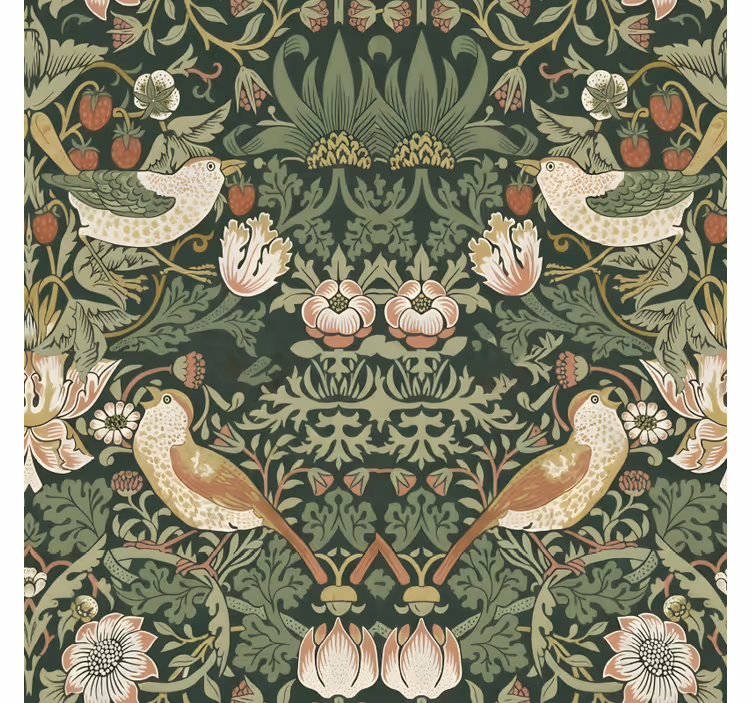 Behang vogels in morris stijl - TenStickers