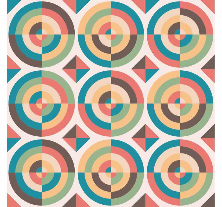 Behang geometrisch retro abstracte vormen - TenStickers