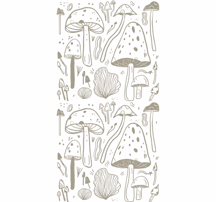 Fotobehang natuur beige paddenstoelen patroon - TenStickers