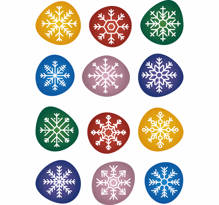 Behang kerst kleurrijke sneeuwvlokken - TenStickers