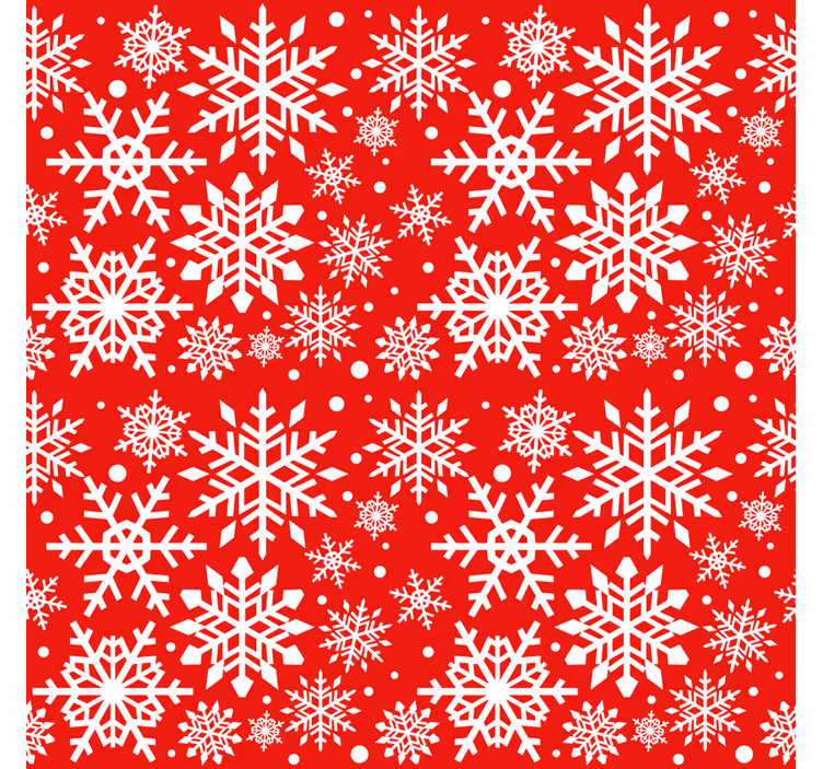 Behang kerst rode sneeuwvlokken - TenStickers