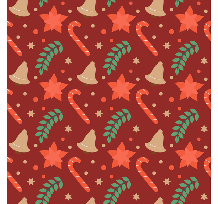 Behang kerst met kerst snoepjes patroon - TenStickers