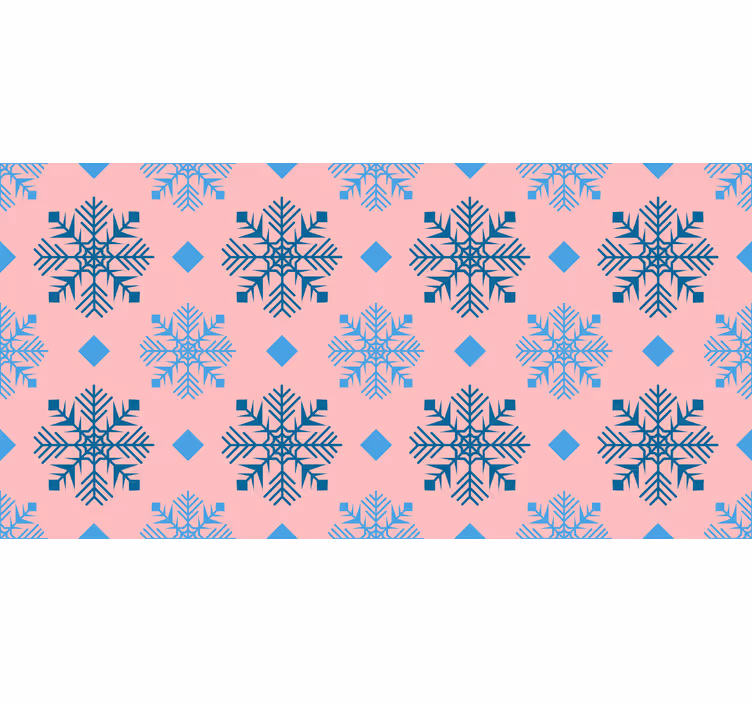 Behang kerst patroon van roze en blauwe sneeuwvlokken - TenStickers