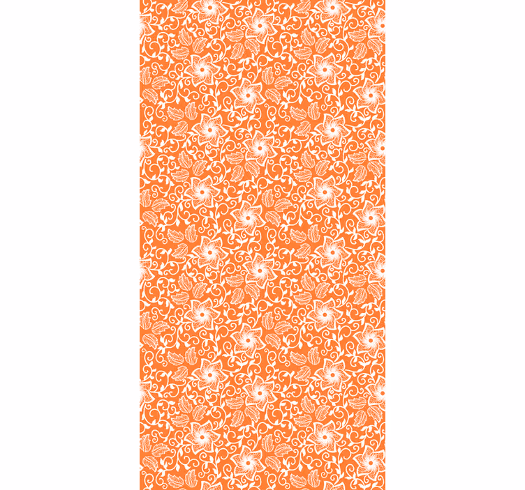 Bloemen behang paisley oranje patroon - TenStickers