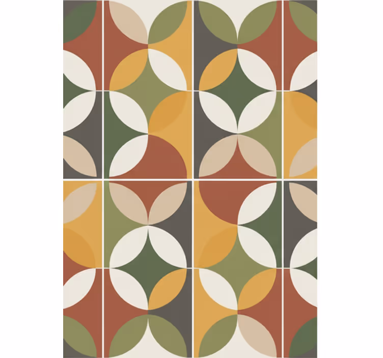 Behang woonkamer abstract geometrische aardetinten - TenStickers