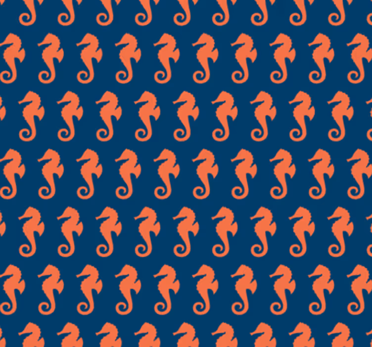 Behangpapier slaapkamer oranje zeepaardjes patroon - TenStickers
