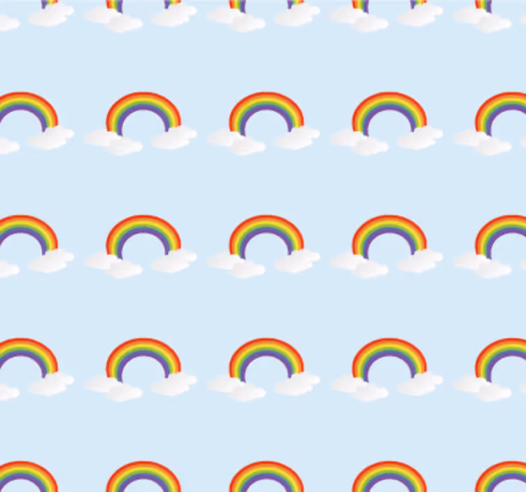 Behangpapier slaapkamer kleurrijke mooie regenboog en wolken - TenStickers