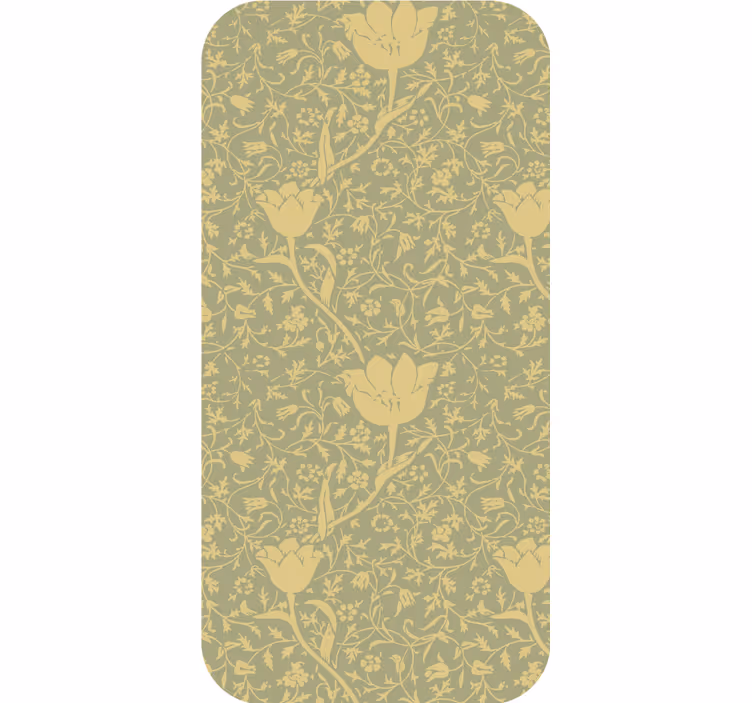 Sierlijk behang met subtiel gouden en groene bloemmotief - TenStickers