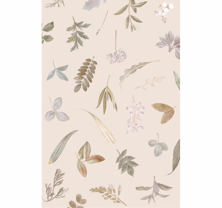 Behang bladeren met bloemenmotief overlay - TenStickers