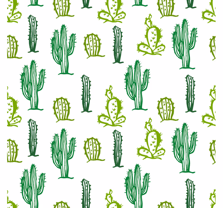 Behang woonkamer groen cactuspatroon - TenStickers