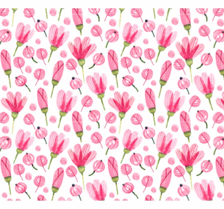 Behang woonkamer roze bloemenpatroon - TenStickers