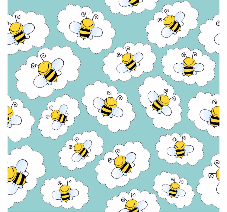 Behangpapier kinderkamer wolken en bijen - TenStickers
