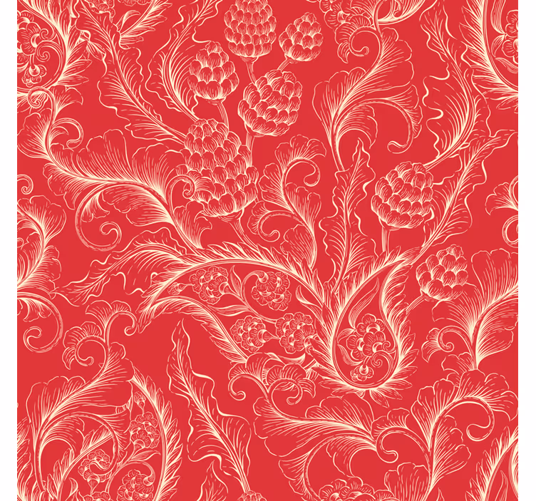 Behang bloemsierkunst rode paisley illustratie - TenStickers