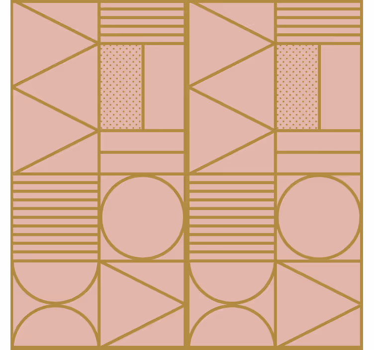Behang print gouden en roze kleurblokken - TenStickers