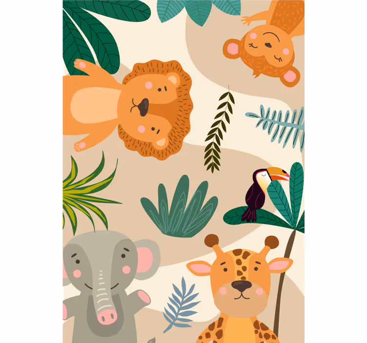 Behang dieren kids scandinavische jungle dieren - TenStickers