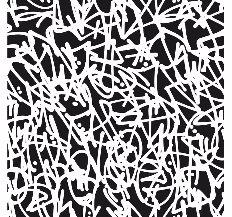 Behangpapier slaapkamer zwart-wit graffiti - TenStickers