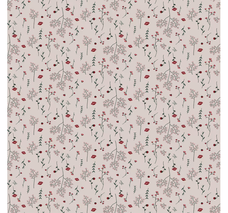 Behang print minimalistisch rood bloemenpatroon - TenStickers
