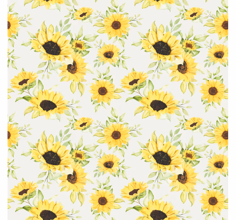 Behang print prachtig aquarel zonnebloem patroon - TenStickers
