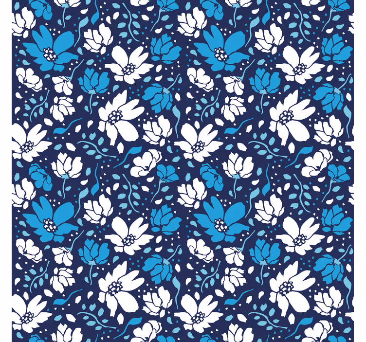 Behang print witte madeliefjes op blauwe achtergrond - TenStickers