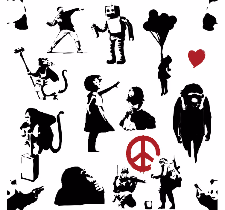 Behangpapier slaapkamer met speelse figuren patroon - TenStickers