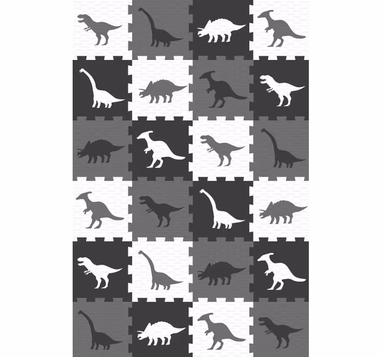 Behang dieren grijs dierenpuzzel - TenStickers