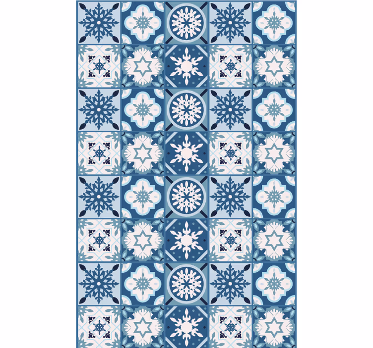 Behang kerst blauwe sneeuwvlok tegels - TenStickers