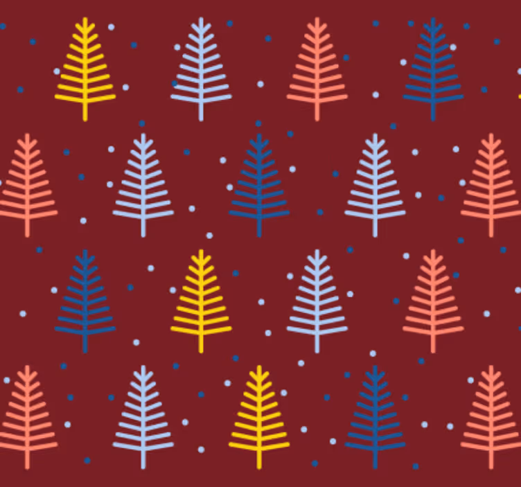 Behang kerst patroon rode bomen - TenStickers